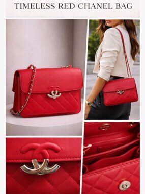 Authentic Chanel Caviar CC Box Flap Bag Luxury Classic